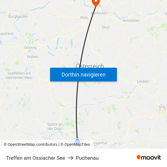 Treffen am Ossiacher See to Puchenau map