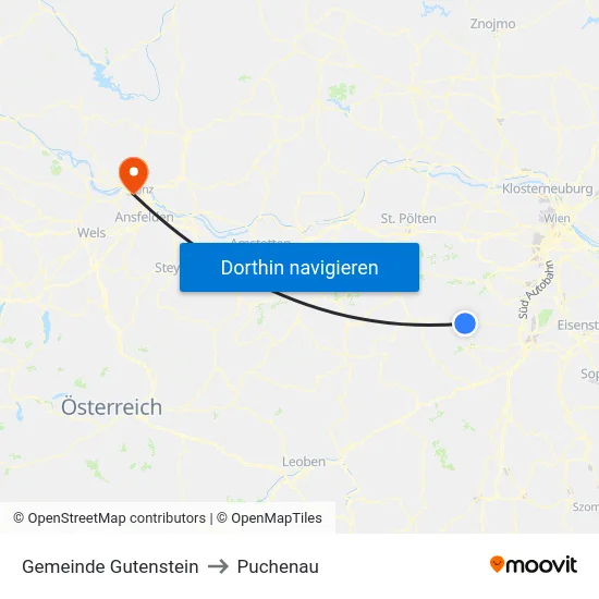 Gemeinde Gutenstein to Puchenau map