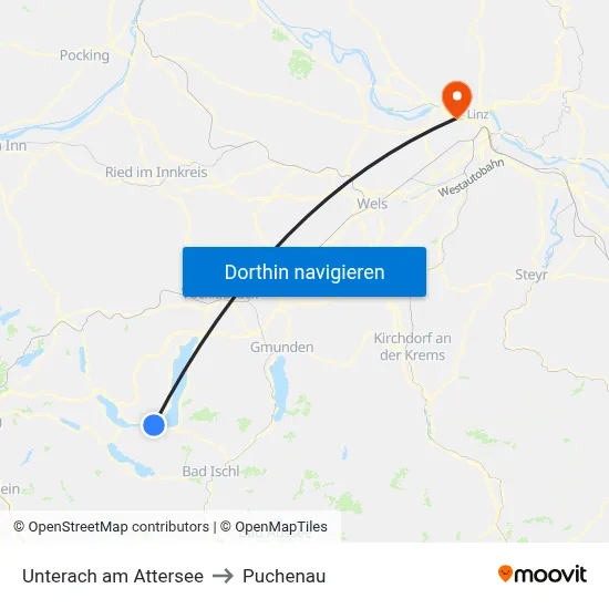 Unterach am Attersee to Puchenau map