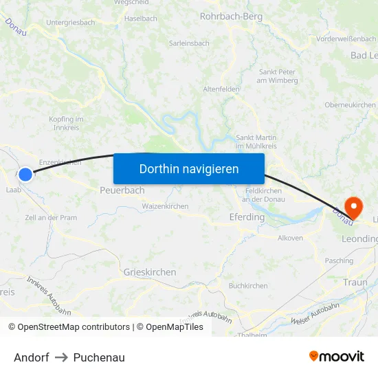 Andorf to Puchenau map