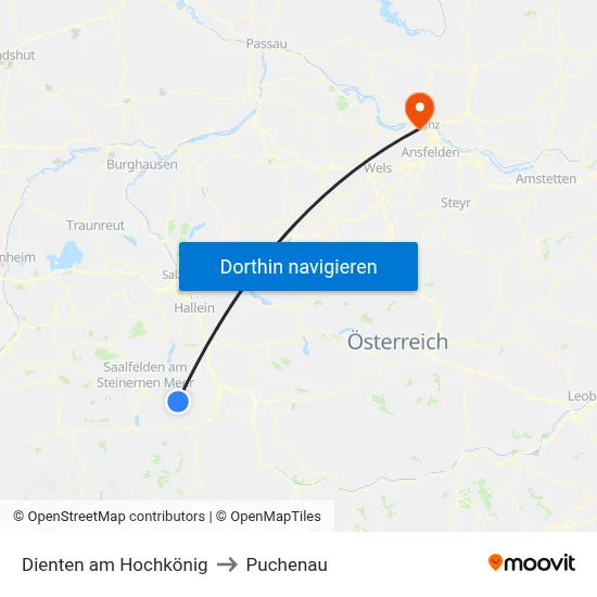 Dienten am Hochkönig to Puchenau map