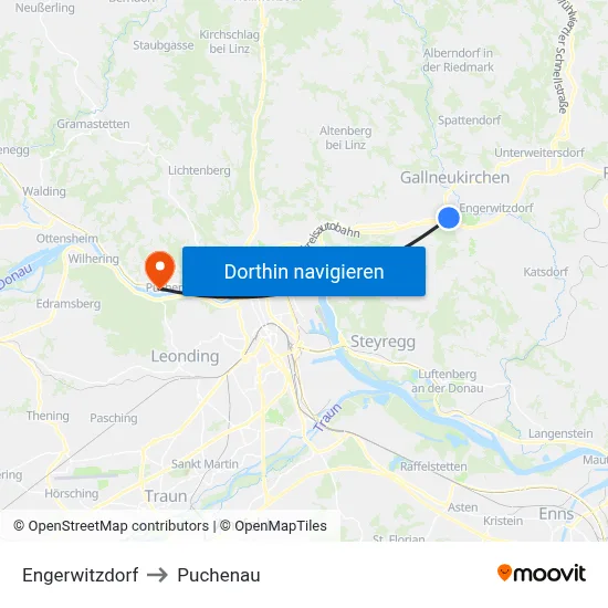 Engerwitzdorf to Puchenau map