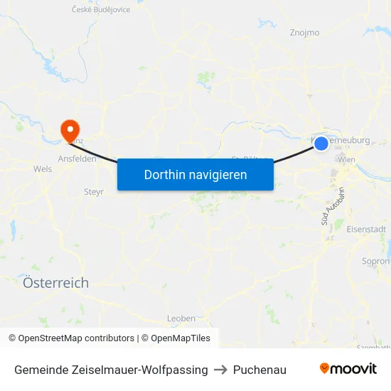 Gemeinde Zeiselmauer-Wolfpassing to Puchenau map