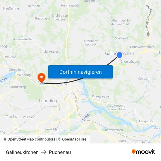 Gallneukirchen to Puchenau map
