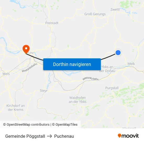 Gemeinde Pöggstall to Puchenau map