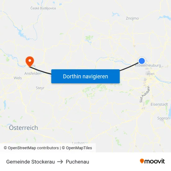 Gemeinde Stockerau to Puchenau map
