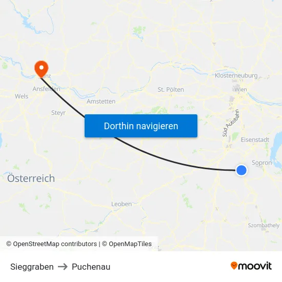 Sieggraben to Puchenau map