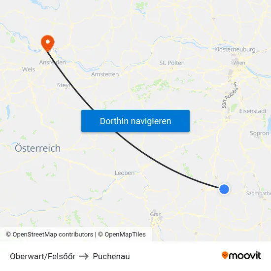 Oberwart/Felsőőr to Puchenau map