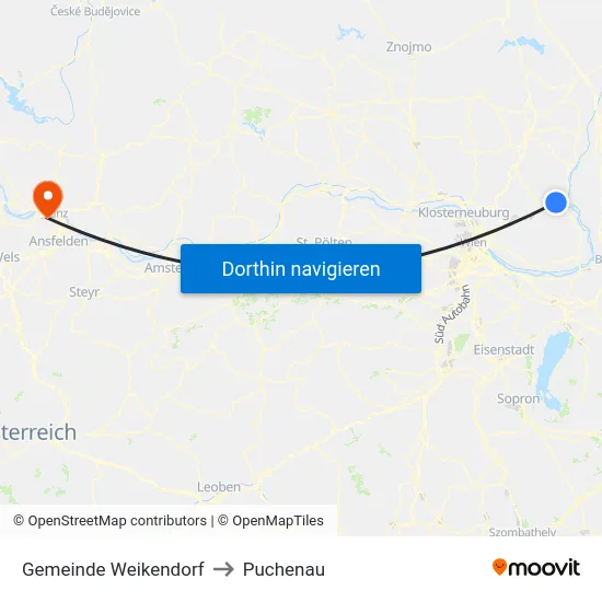 Gemeinde Weikendorf to Puchenau map