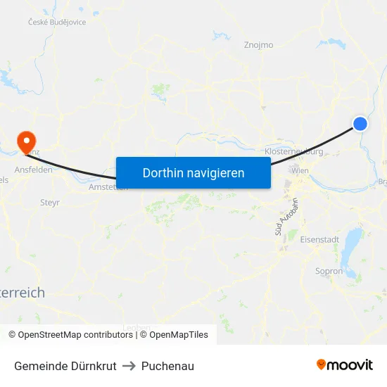 Gemeinde Dürnkrut to Puchenau map