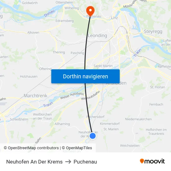 Neuhofen An Der Krems to Puchenau map