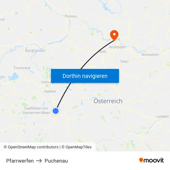 Pfarrwerfen to Puchenau map