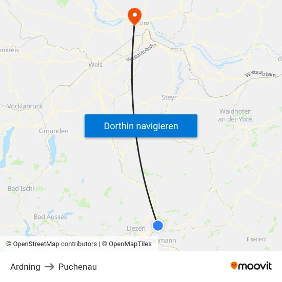 Ardning to Puchenau map