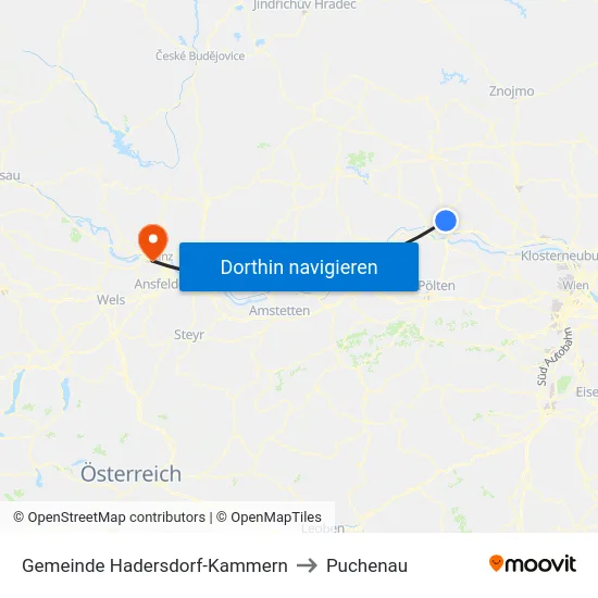 Gemeinde Hadersdorf-Kammern to Puchenau map