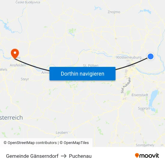 Gemeinde Gänserndorf to Puchenau map