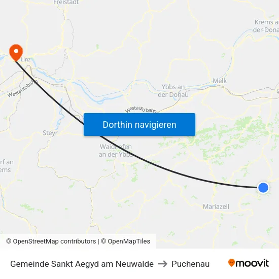 Gemeinde Sankt Aegyd am Neuwalde to Puchenau map