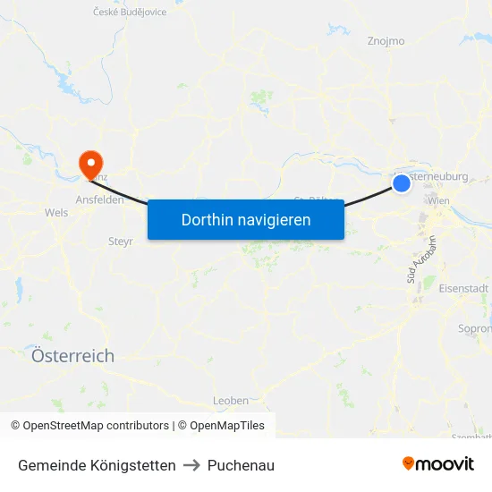 Gemeinde Königstetten to Puchenau map