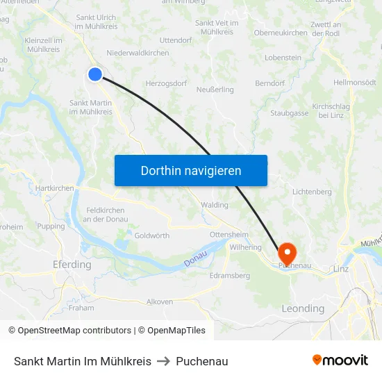 Sankt Martin Im Mühlkreis to Puchenau map