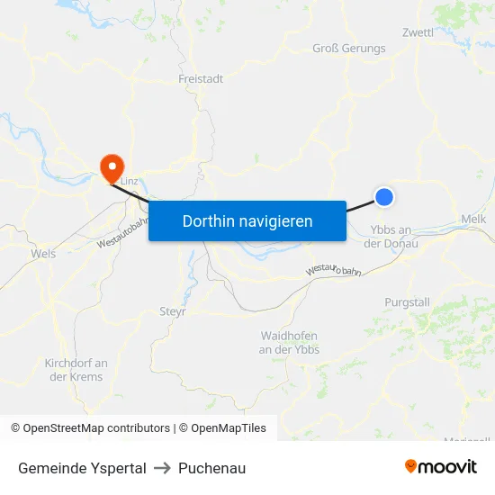 Gemeinde Yspertal to Puchenau map