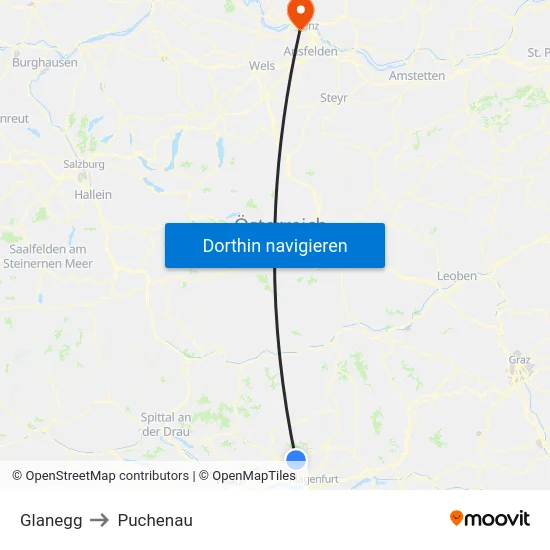 Glanegg to Puchenau map