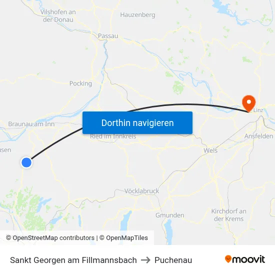 Sankt Georgen am Fillmannsbach to Puchenau map