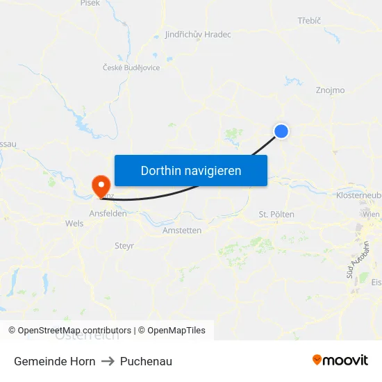 Gemeinde Horn to Puchenau map
