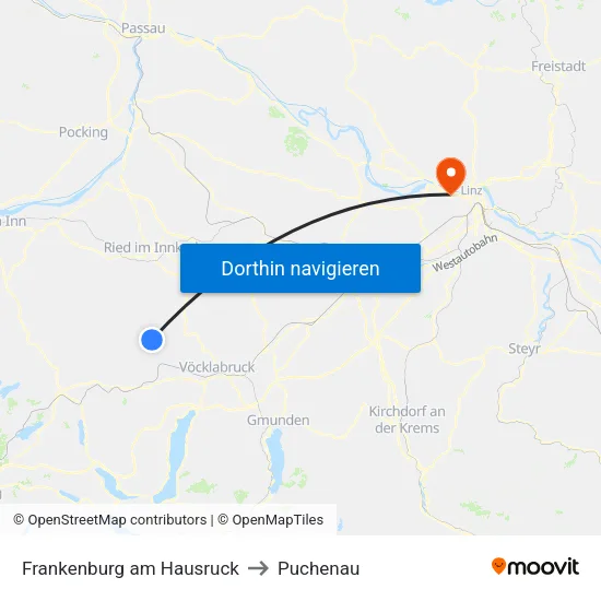Frankenburg am Hausruck to Puchenau map