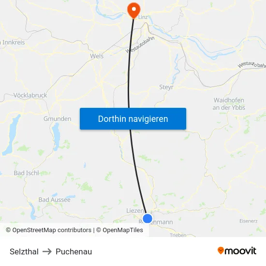 Selzthal to Puchenau map