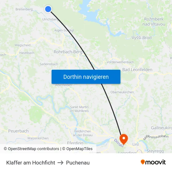 Klaffer am Hochficht to Puchenau map