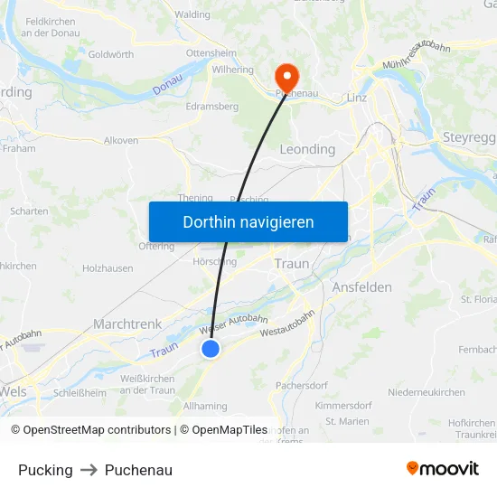 Pucking to Puchenau map