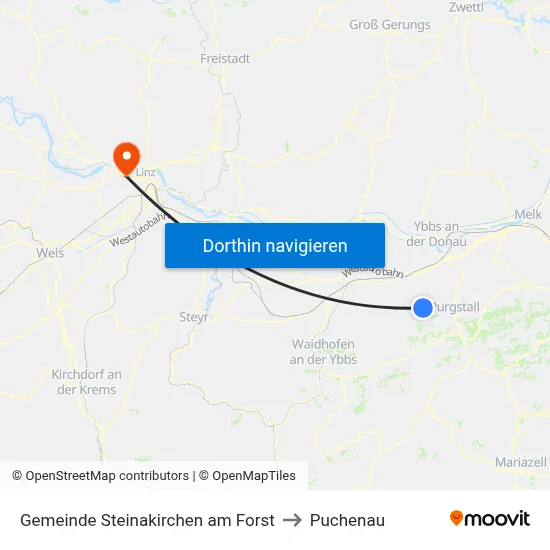 Gemeinde Steinakirchen am Forst to Puchenau map