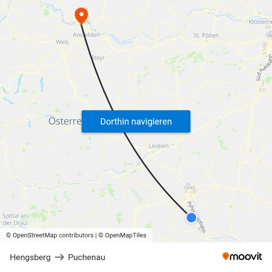 Hengsberg to Puchenau map