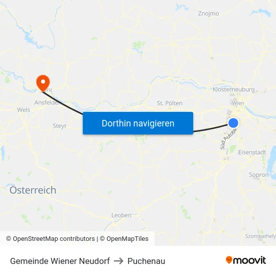 Gemeinde Wiener Neudorf to Puchenau map