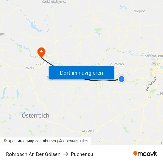 Rohrbach An Der Gölsen to Puchenau map