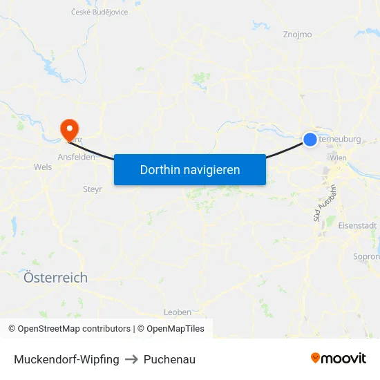 Muckendorf-Wipfing to Puchenau map
