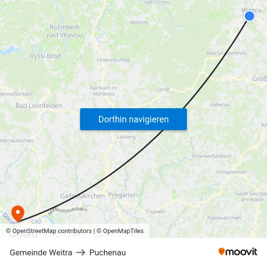 Gemeinde Weitra to Puchenau map