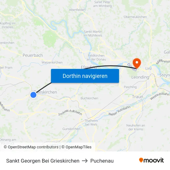 Sankt Georgen Bei Grieskirchen to Puchenau map