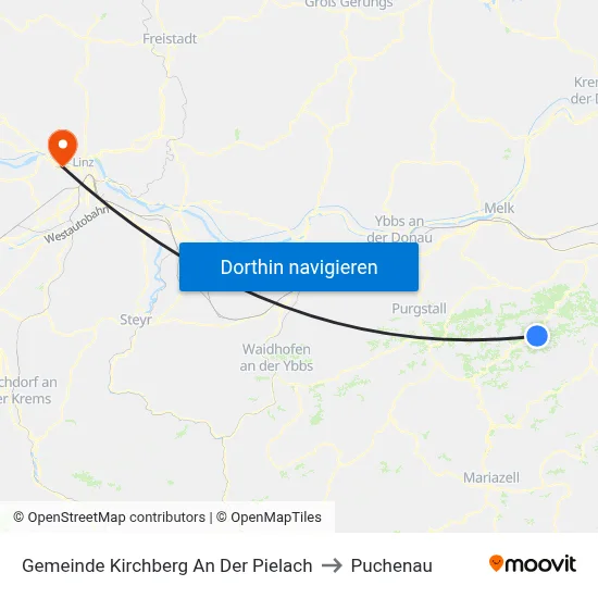 Gemeinde Kirchberg An Der Pielach to Puchenau map