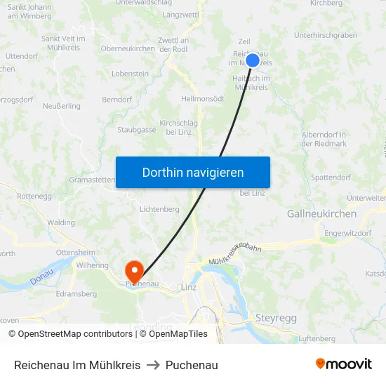 Reichenau Im Mühlkreis to Puchenau map