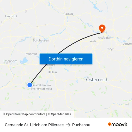 Gemeinde St. Ulrich am Pillersee to Puchenau map