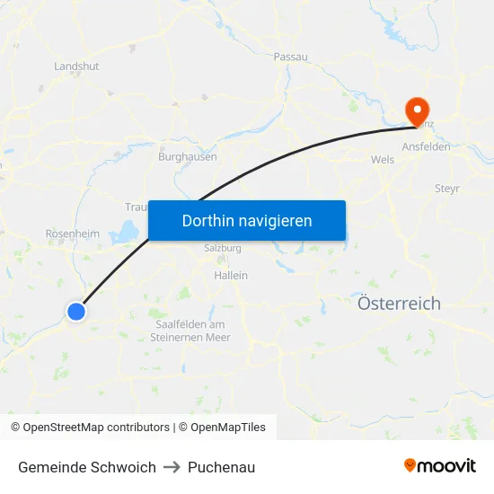 Gemeinde Schwoich to Puchenau map