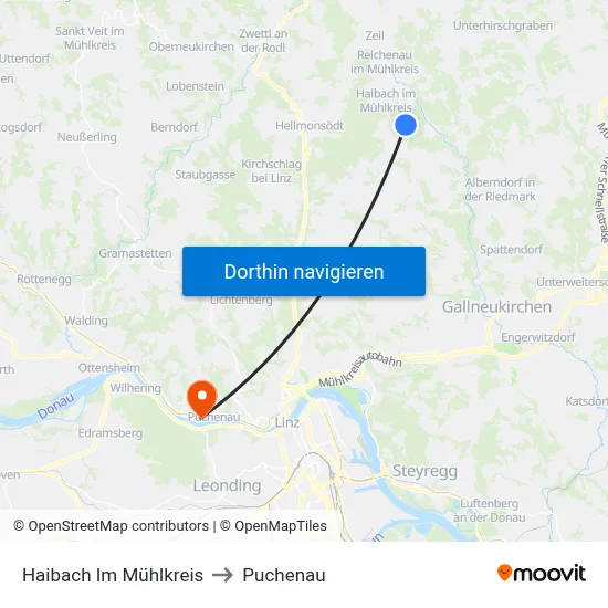 Haibach Im Mühlkreis to Puchenau map