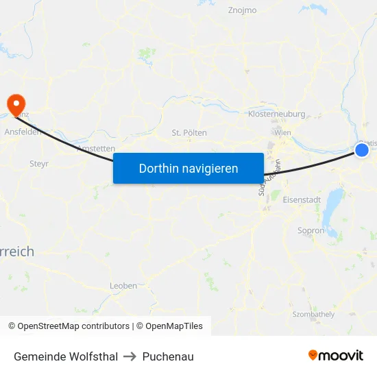 Gemeinde Wolfsthal to Puchenau map