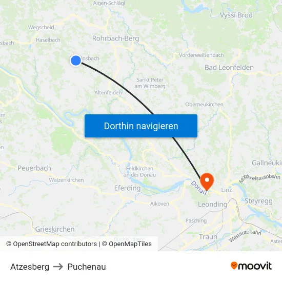 Atzesberg to Puchenau map