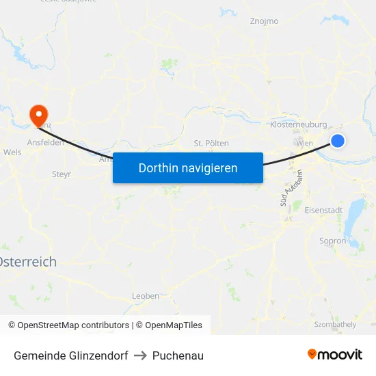 Gemeinde Glinzendorf to Puchenau map