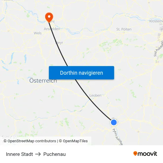 Innere Stadt to Puchenau map