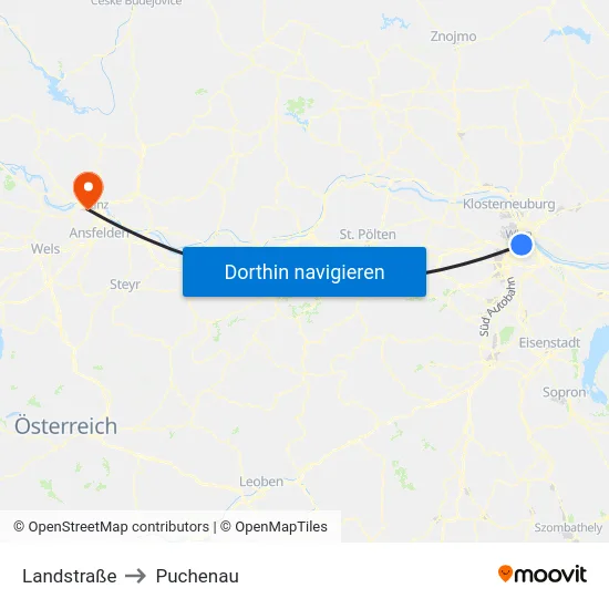 Landstraße to Puchenau map