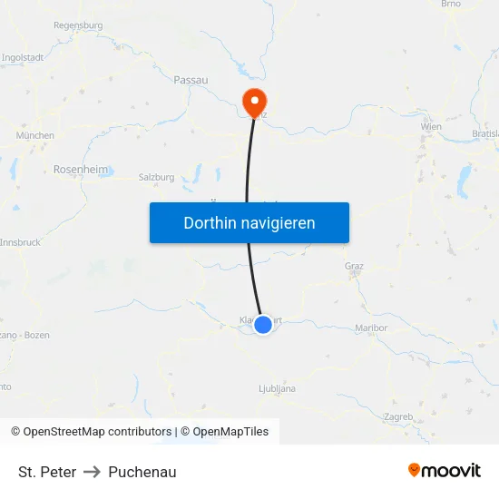 St. Peter to Puchenau map