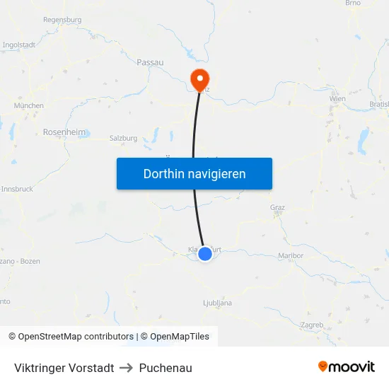 Viktringer Vorstadt to Puchenau map