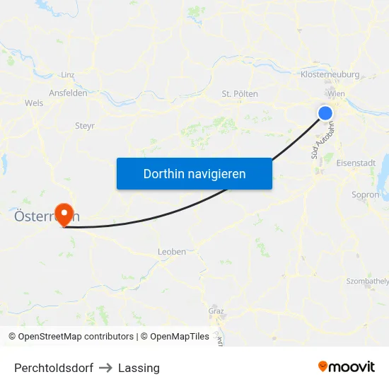 Perchtoldsdorf to Lassing map